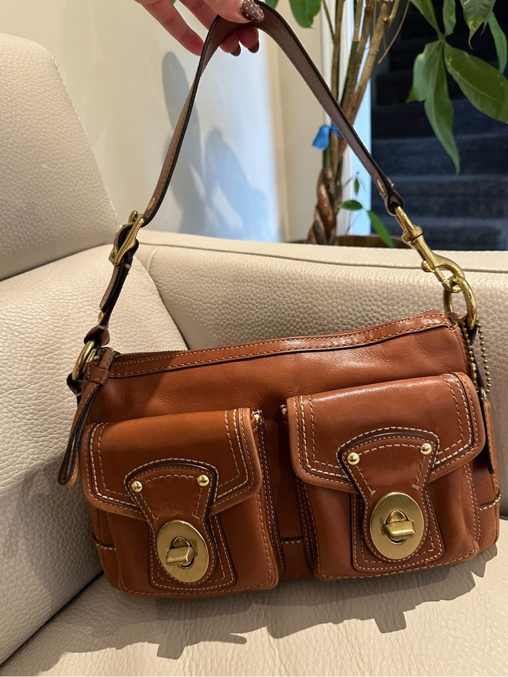 Coach Legacy 65th Anniversary Butterscotch Leather Double Turnlock Bag